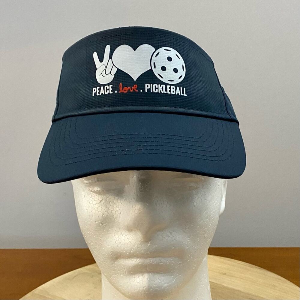 Imperial Peace Love Pickleball Navy‎ Blue Graphic Print Adjustable Visor